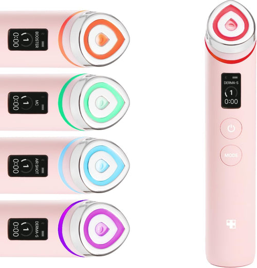 Booster Pro | 6-In-1 Real Glass Glow Beauty Massager | for Clear, Radiant, Firmer-Looking Skin | Korean Skin Care | Pink