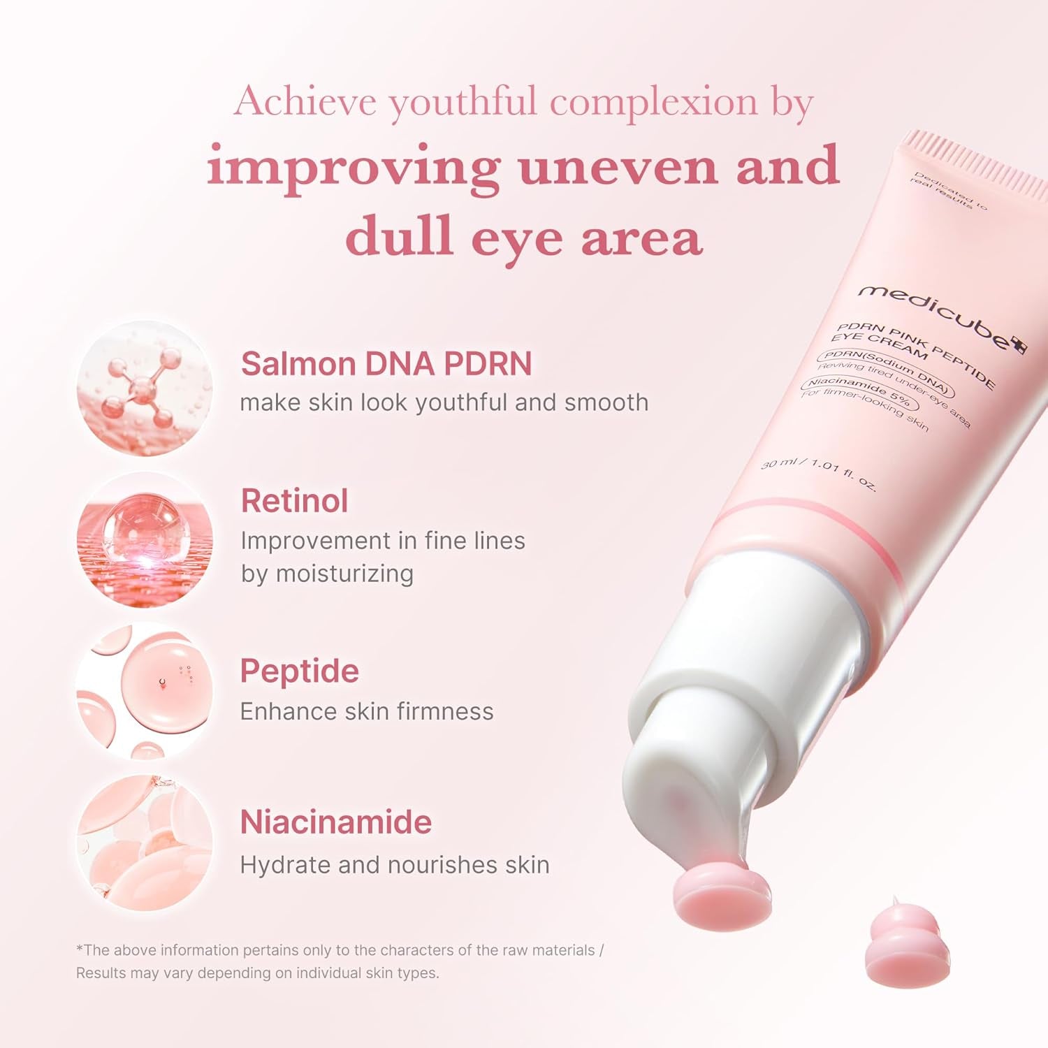 Eye Serum with Salmon DNA PDRN & Pink Peptides | 99% Purity Retinol for Fine Lines | PDRN & Niacinamide for Uneven Skin Tone | Korean Skincare, 1.01 Fl.Oz