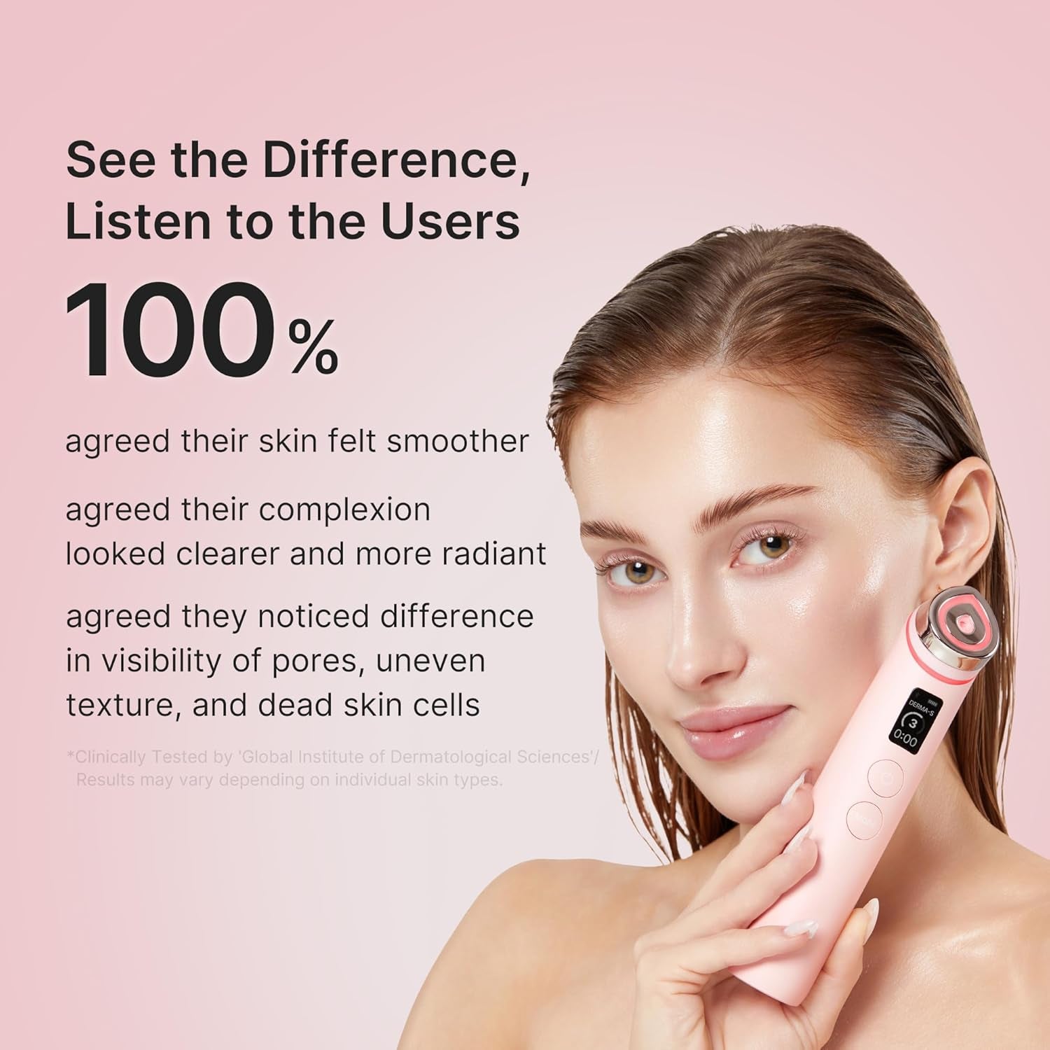Booster Pro | 6-In-1 Real Glass Glow Beauty Massager | for Clear, Radiant, Firmer-Looking Skin | Korean Skin Care | Pink