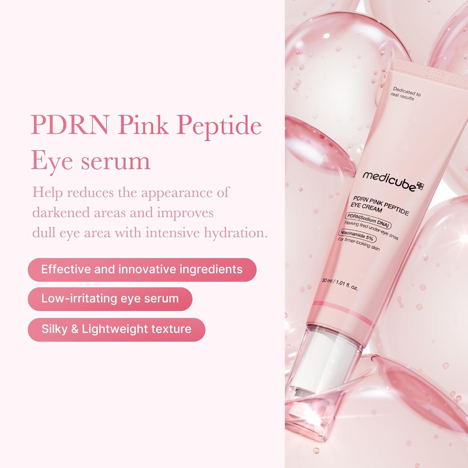 Eye Serum with Salmon DNA PDRN & Pink Peptides | 99% Purity Retinol for Fine Lines | PDRN & Niacinamide for Uneven Skin Tone | Korean Skincare, 1.01 Fl.Oz